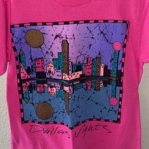 Vintage Dallas night city skyline T-shirt